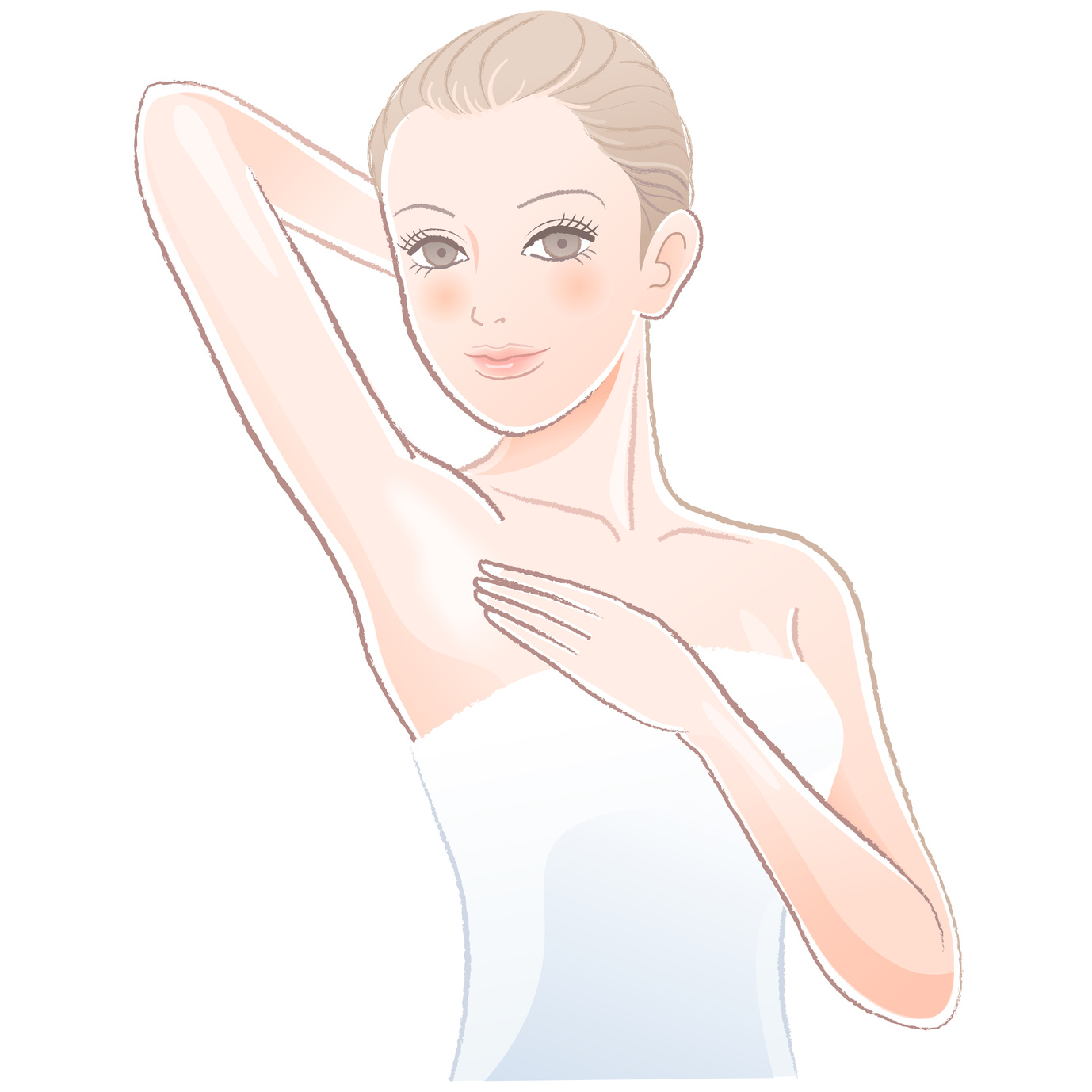 ビューティー ワキ お手入れ Beautiful woman touching her underarm